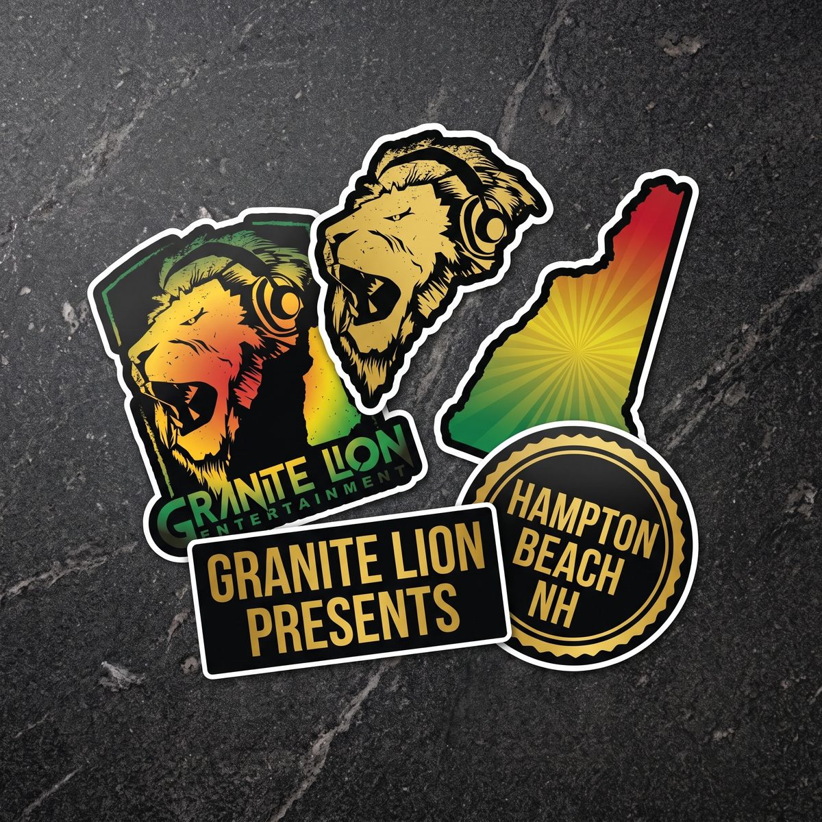 Sticker Pack: five die-cut Granite Lion vinyl stickers
